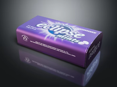 Eclipse Mints Purple Box Package With Refreshing Mint Taste And Brand Logo 3d model