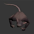 3D Rendered Mythical Creature Character With Large Ears Sharp Fangs Purple Skin And Crouching Posture