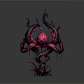 Purple Pink Tentacled Monster Creature With Glowing Head And Vine Like Structures