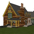 Traditional Style Detached House With Slate Roof Wooden Framing Porch White Railings And Green Lawn