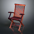 Wooden Folding Leisure Chair With Slat Design And Comfortable Armrests For Relaxation