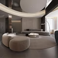 Modern Living And Dining Room Interior Design With Sofa Dining Table And Pendant Lighting
