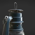 Vintage Blue Candle Lantern With Glass Shade And Metal Handle Design