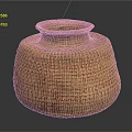 Handwoven Wicker Storage Container With Yellow Orange Pattern For Home Use