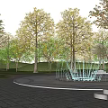 Park Landscape Design With Winding Paths Green Lawns Trees And Circular Central Area