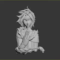 White Haired 3D Game Movie Character With Intricate Outfit And Graceful Hand Pose