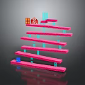 Game Character On Pink Platform Level With Blue Ladders Boxes And Barrels
