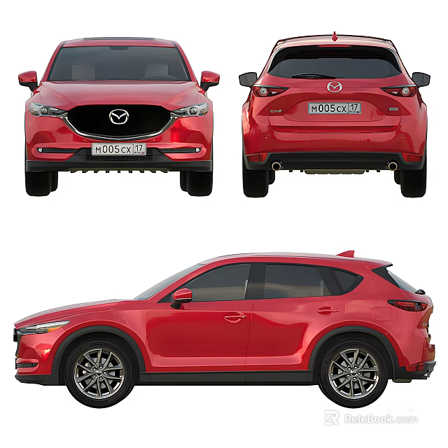 Red Mazda SUV Front Rear And Side Views 3d model