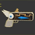 Decorative Gun with White Wings Orange Hat Blue Diamond Orange Lightning and Blue Arrow