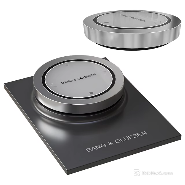 BANG & OLUFSEN Premium Audio Speakers With Circular Design Square Base And Sleek Metallic Finish 3d model 