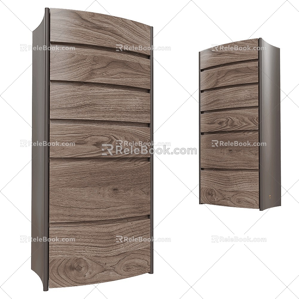 storage Fridge Wooden Cabinet 18 3d model