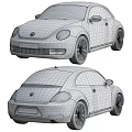 Volkswagen Beetle Cars In White Yellow Gray With Front And Rear Views