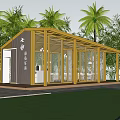 Sipunculid Worm Jelly Experience Store With Modern Wooden Glass Structure Among Palm Trees And Greenery