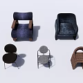 Various Stylish Accent Chairs Featuring Upholstered Woven and Metal Frame Designs