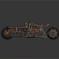 Retro Steampunk Motorcycle Featuring Mechanical Details And Brown Leather Seat