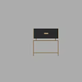 Modern Stylish Bedside Nightstand With Black Drawer Gold Metal Frame And Lower Shelf