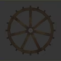 Detailed Wooden Waterwheel With Spokes Design For Traditional Water Transport Vehicles