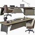 Modern Office Desk Setup With Laptop Office Chair Desk Lamp And Accessories