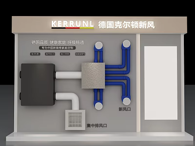 KERRUNL German Fresh Air Background Wall Display with Fresh Air Outlet and Central Vent 3d model