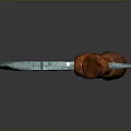 Mythical Battle Axe With Blue Bladed Head And Red Wrapped Handle Design