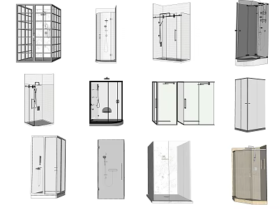 Different Shower Sauna Enclosure Designs Featuring Glass Doors And Frameless Styles 3d model