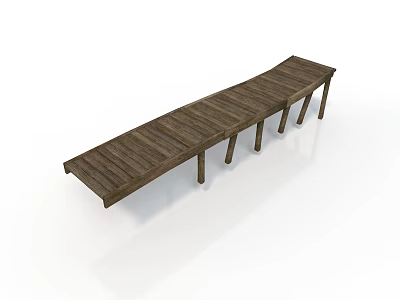 Wooden Plank Walkway With Long Structure And Multiple Supported Legs Design 3d model