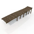 Wooden Plank Walkway With Long Structure And Multiple Supported Legs Design