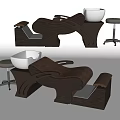 Modern Wooden Massage Bed With Leather Cushion Armrests And Rolling Stool