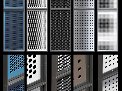 Architectural Perforated Metal Panels With Diverse Hole Patterns And Colors 3d model