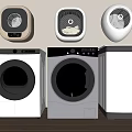 Modern Assorted Washing Machines Including Portable And Front Load Models In White Gray Brown 3d model