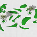 Creative Tree Pits Design with Irregular Green Areas and Small Trees in Urban Landscape