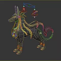 Egyptian Mythological Black Canine Deity With Golden Accents Balance Scale And Flowing Ribbons