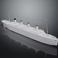 White Steamship Model With Multiple Funnels And Detailed Design On Dark Reflective Surface 3d model