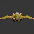 3D Female Character Model With Yellow Outfit Black Accents Elf Ears Hat And Long Boots