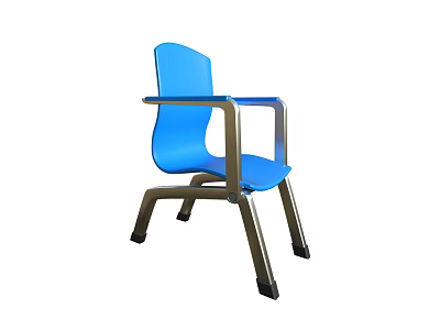 Blue Plastic Leisure Chair With Metal Frame And Comfortable Armrests Design 3d model
