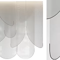 Elegant Light Colored Curtains With Layered Curved Shapes And Sheer Fabric