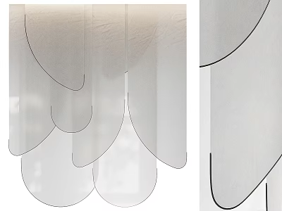 Elegant Light Colored Curtains With Layered Curved Shapes And Sheer Fabric 3d model