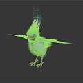 Cute 3D Bird Model With White Feathers Blue Head Crest Feathers Yellow Beak Spread Wings