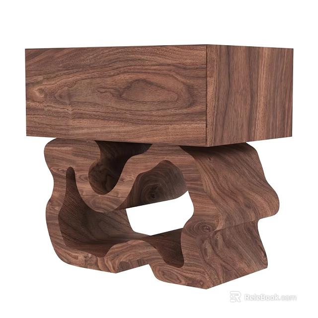 Walnut Wood Wooden Chest of Drawers with Unique Artistic Base Design for Modern Home Decor 3d model 