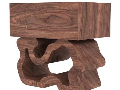 Walnut Wood Wooden Chest of Drawers with Unique Artistic Base Design for Modern Home Decor 3d model