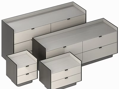 Modern Chest of Drawers Set with Sleek Surface and Various Sizes for Home Storage 3d model