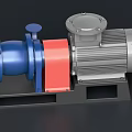 Industrial Pump With Electric Motor Blue Red Components On Base Frame 3d model