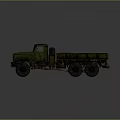 Vintage Green Military Truck With Open Cargo Bed And Large Wheels