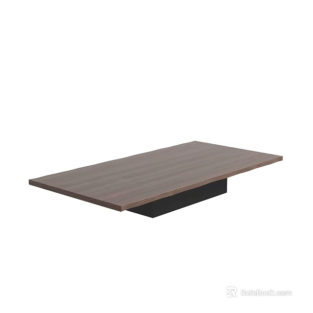 Contemporary Coffee Table with Rectangular Wooden Top and Black Base for Living Room Space 3d model