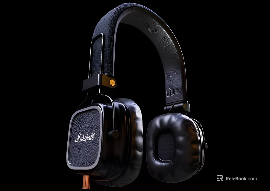 Marshall Over Ear Headphones With Leather Design And Comfortable Ear Cushions 3d model 