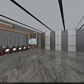 Modern Monitoring Room Interior With Workstations Computers Green Plants And Large Screens