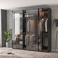 Rear pulley track glass sliding door wardrobe clothes bedroom accessories 3d model