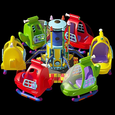 Colorful Rotating Electric Toy with Multiple Seats for Kids Playground Fun Activity 3d model
