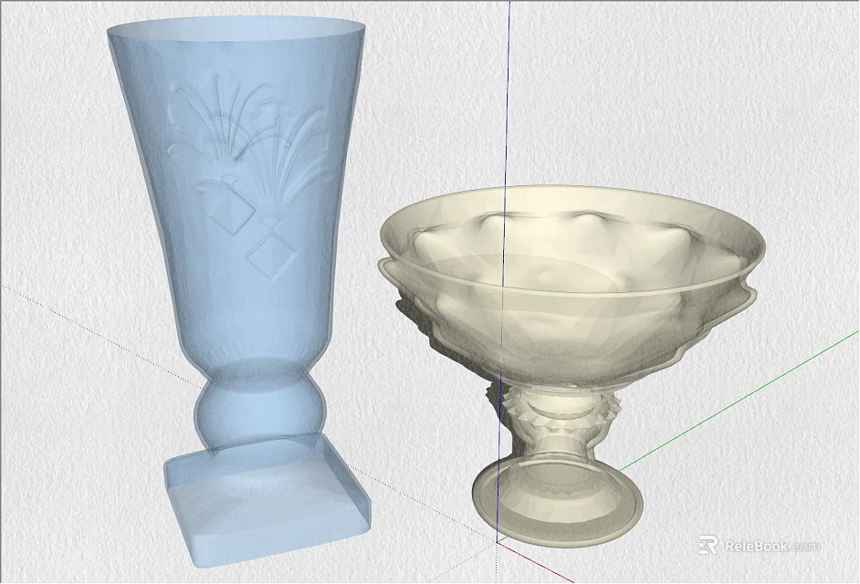 Elegant Decorative Wine Bottle And Wine Glass With Intricate Patterns And Smooth Glass Finish 3d model 
