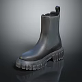 Black Chelsea Boots with Thick Chunky Serrated Sole Fashionable Leather Ankle Footwear Design